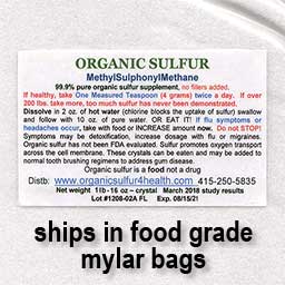 mylar bag sulfur 9lbs or less